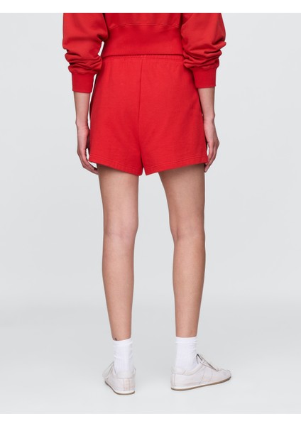 Kadın Kırmızı Heavyweight Havlu Kumaş Şort fırsatları