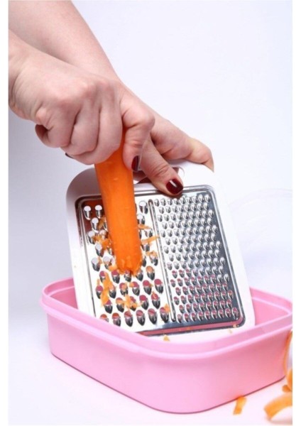 Paslanmaz Çelik 2 Ölçülü Özel Saklama Kaplı Hazneli Rende 21 x 17 x 5 cm