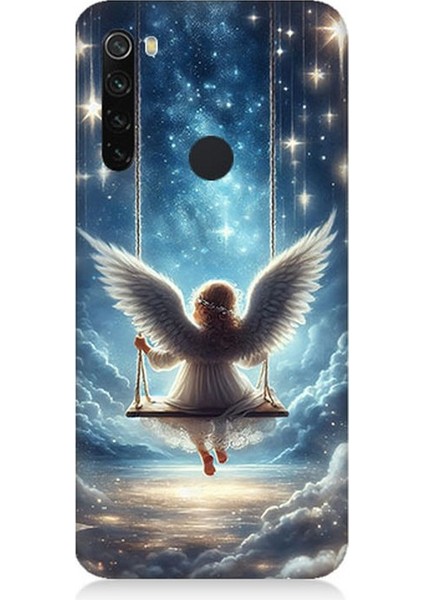 Xiaomi Redmi Note 8 Uyumlu Yıldızlarla Salıncakta Melek Desenli Silikon Kılıf