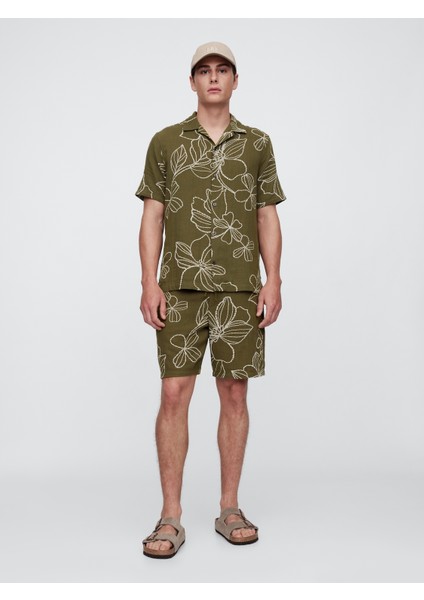 Erkek Yeşil Textured Şort