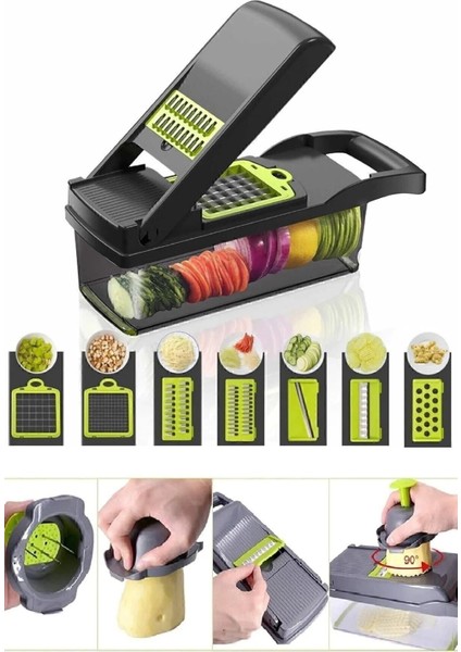 Rendeleme 13 Parça Hazneli Sebze Doğrayıcı Dilimleyici Kesici Çok Fonksiyonlu Rende Seti fırsatları