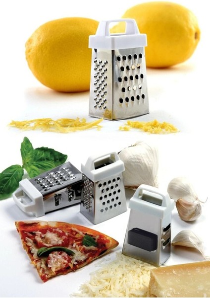 Paslanmaz Çelik Pratik Mini Mıknatıslı Rende Limon, Sarımsak ve Zencefil Rendesi Beyaz 1801-3