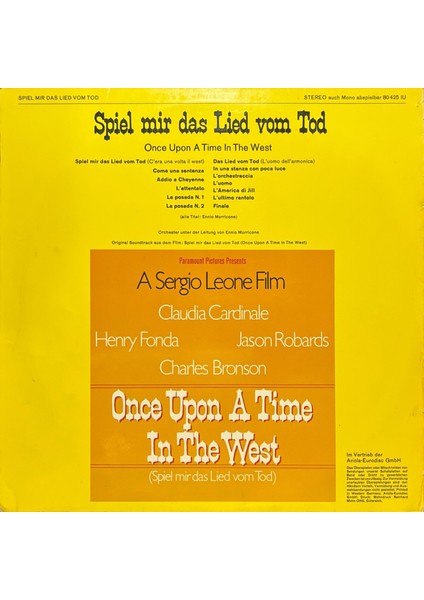 Ennio Morricone Spiel Mir Das Lied Vom Tod Soundtrack Lp Plak fiyatları