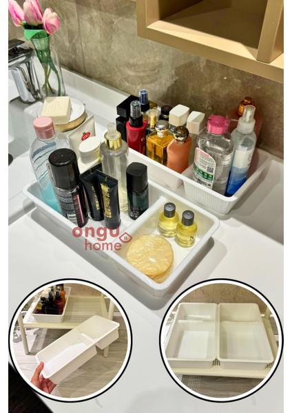 Beyaz Çekmece Bölmeli Organizer - 2'li Set, Makyaj ve Eşyalar Için Düzenleyici fiyatları