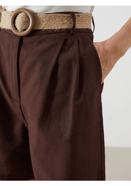 Lcw Vision Beli Kemerli Keten Karışımlı Kadın Şort (S5) modelleri