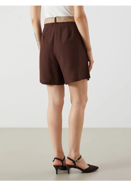 Lcw Vision Beli Kemerli Keten Karışımlı Kadın Şort (S5) fırsatları