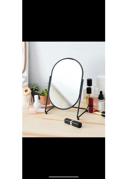 Şık Metal Oval Siyah Makyaj Aynası, Kullanışlı ve Modern Tasarım