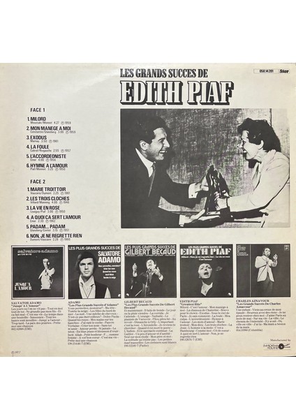 Edith Piaf Les Grands Succes De Edith Piaf Lp Plak fiyatları