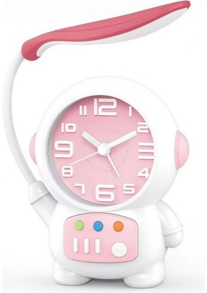 Pembe Astronot Tasarımlı Çok Renkli USB Şarjlı Masa Lambası