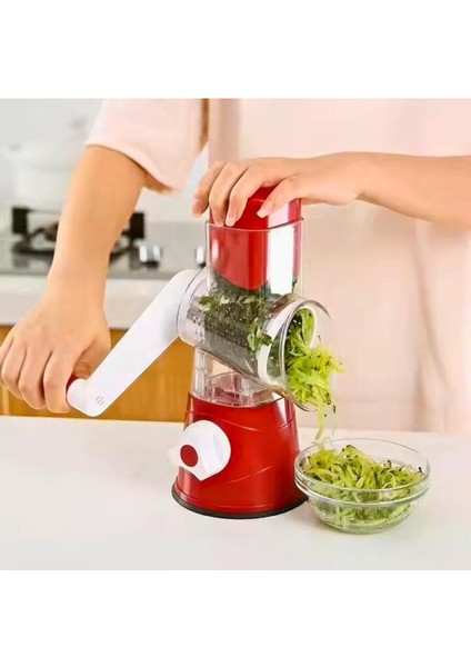 Masaüstü 3 Aparatlı Pratik Rende Seti-Kırmızı fiyatları