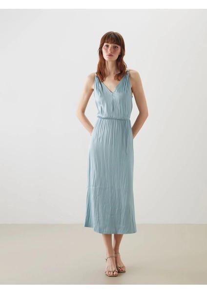 Lcwaıkıkı Classic V Yaka Askılı Saten Elbise (S5)
