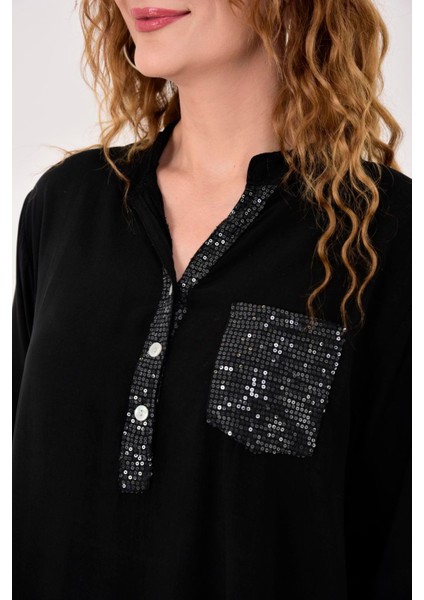 Bluz Italyan Pullu Siyah