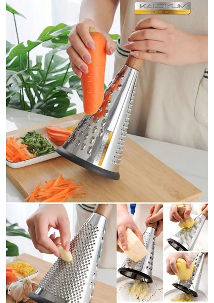 Paslanmaz Çelik Silikon Tabanlı Lüks Ahşap Meyve Sebze Rendesi Mutfak Sunum Rende