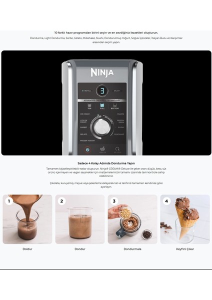 Nınja 10 Farklı Ürün 1 Arada Ninja® Creami® Deluxe Dondurma ve Frozen Makinesi - Shark Ninja + Mutfak Tartısı