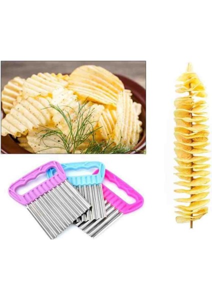2 Adet Metal Ağızlı Patates Dilimleyici Meyve Şekillendirici Kit modelleri