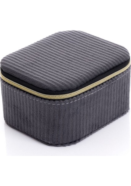 Kadife Çift Bölmeli Takı Kutusu, Siyah, 11,5x9,5x6 cm modelleri