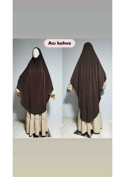 Tam Boy Sandy Sufle Khimar Hijab Eşarp Acı Kahverengi
