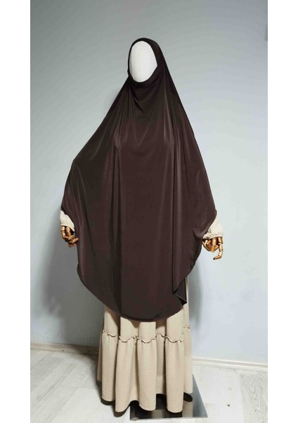 Tam Boy Sandy Sufle Khimar Hijab Eşarp Acı Kahverengi