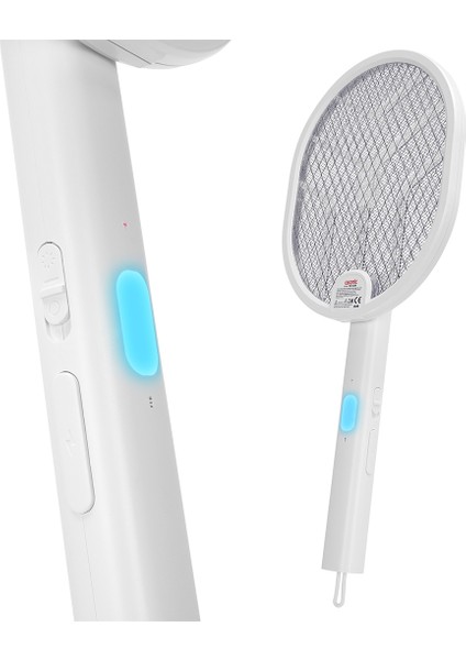 Asonic AS-A26 1200MAH 3000V Çıkış Uv Işıklı Şarjli Katlanabilir Askılı Raket Sinek Öldürücü Sivrisinek Cız Mor Işık