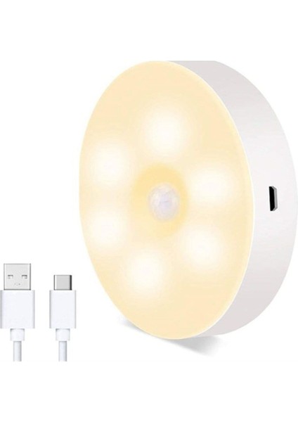 Hareket Sensörlü, USB Şarjlı, Mıknatıslı, Yapışkanlı Gün Işığı Renk LED