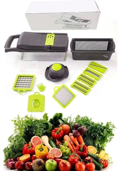 304 Çelik Chopper Rendeleme Çok Fonksiyonlu 13 Parça Hazneli Sebze Doğrayıcı Dicer Dilimleyici Kesi fırsatları