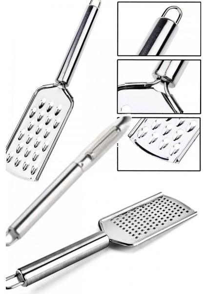 Paslanmaz Çelik Çok Amaçlı Rende ve Soyucu Seti - Peynir, Limon, Sebze 2'li modelleri