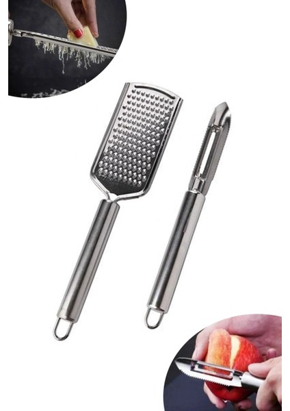 Paslanmaz Çelik Çok Amaçlı Rende ve Soyucu Seti - Peynir, Limon, Sebze 2'li indirimleri