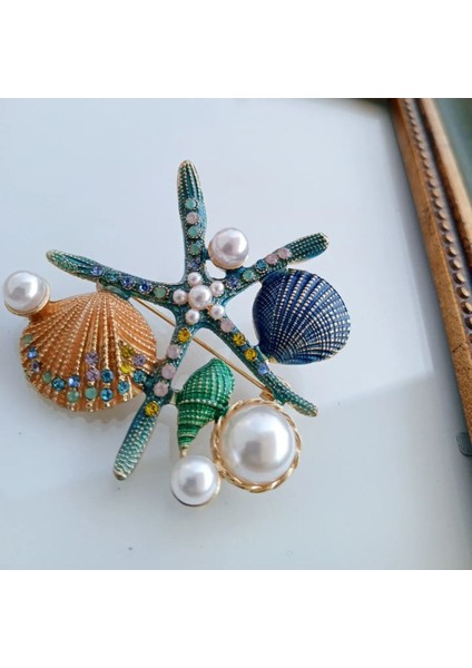 Yeşil Deniz Yıldızı Broş, Şık Takı Aksesuar, Özel Tasarım, Günlük Kullanıma Uygun modelleri