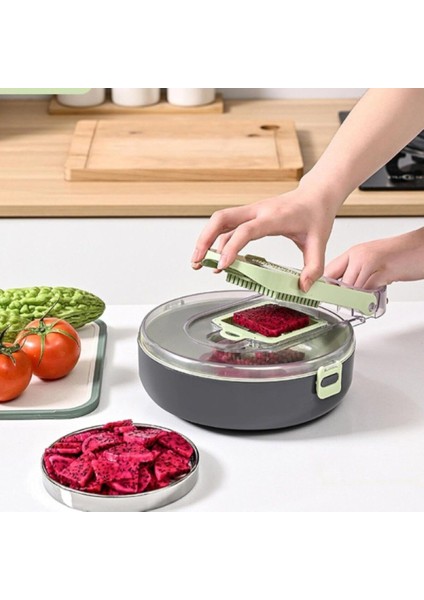 Dokuz Fonksiyonlu Saklama Kaplı Rende Seti Çok Fonksiyonlu Hazneli Sebze ve Meyve Doğrayıcı