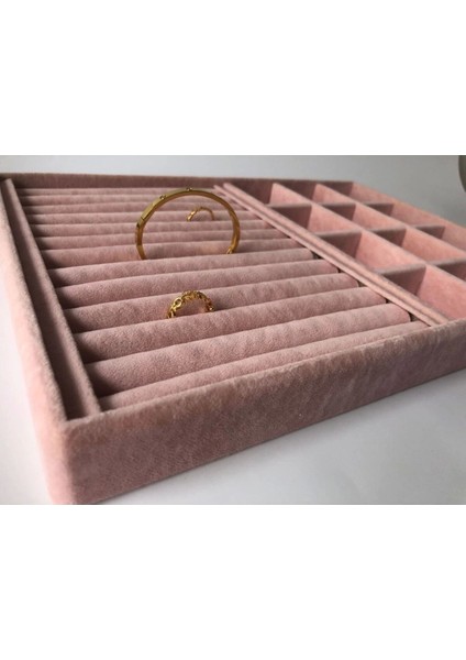 Pembe Süet Bölmeli Takı Kutusu, Şık ve Kullanışlı Saklama Çözümü fiyatları