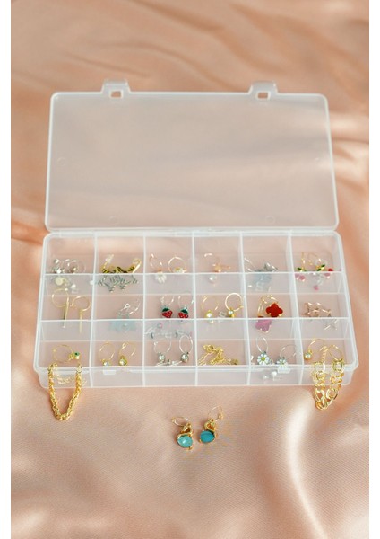 18 Bölmeli Şeffaf Takı ve Dikiş Kutusu Organizer, Pratik ve Şık Depolama Çözümü