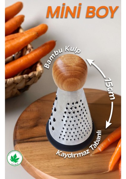 Silikon Tabanlı Lüks Konik Rende 15 cm Bambu Topuzlu Kaydırmaz 3 Bıçaklı fiyatları