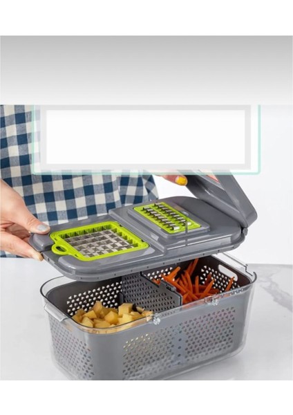 Konterneyli Sebze Dilimleyici Kesici Rende Makinesi Çok Fonksiyonlu Sebze Kesici 25 Parça modelleri