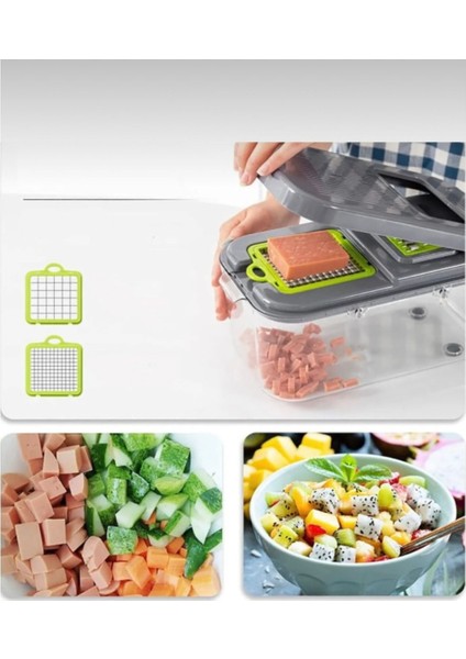Konterneyli Sebze Dilimleyici Kesici Rende Makinesi Çok Fonksiyonlu Sebze Kesici 25 Parça fırsatları