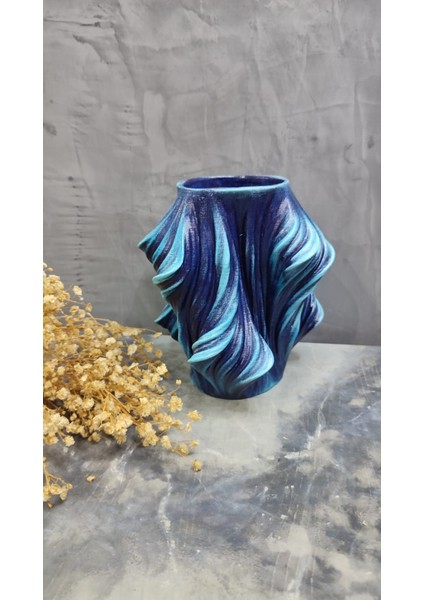 Dalga Formlu Mavi Dekoratif Vazo fiyatları