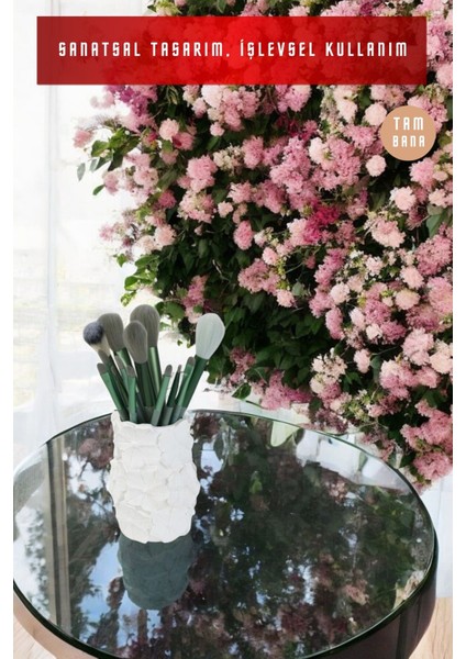 Beyaz Makyaj Fırçası Organizer - 16'lı Kozmetik Düzenleyici fiyatları