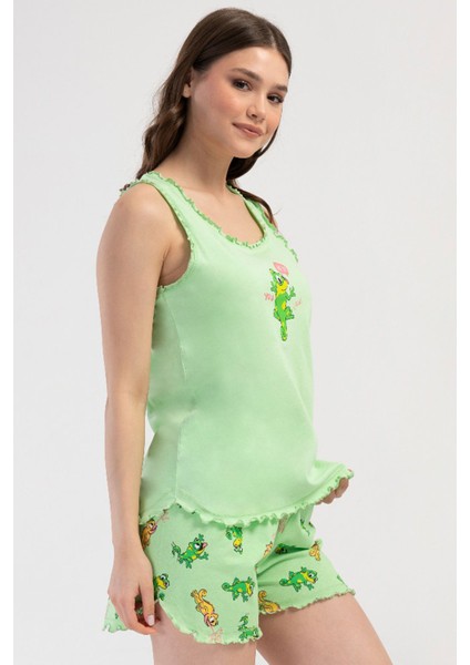 Pamuklu Kadın Genıs Askılı Şortlu Pijama Takım , 408286 fiyatları