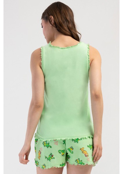 Pamuklu Kadın Genıs Askılı Şortlu Pijama Takım , 408286 fırsatları