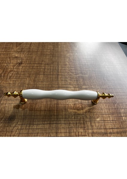 128 mm (12.8cm) Ölçüsünde Beyaz/sarı Renk Polimer Alaşım Kulp Mobilya Mutfak Çekmece Kapak Kulbu