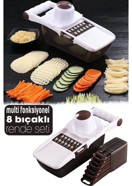 Multi Fonksiyonlu Paslanmaz 8 Bıçaklı Rende Sebze Patates Doğrayıcı Dilimleyici Pratik Rende Seti