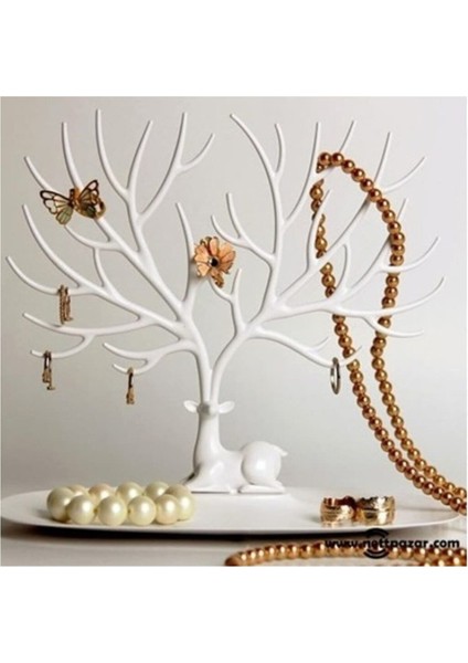 Beyaz Geyik Tasarımlı Takı Düzenleyici, Yüzük, Küpe ve Mücevher Askısı fiyatları