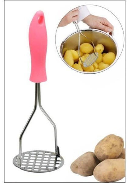 Renkli Saplı Metal Patates Ezici