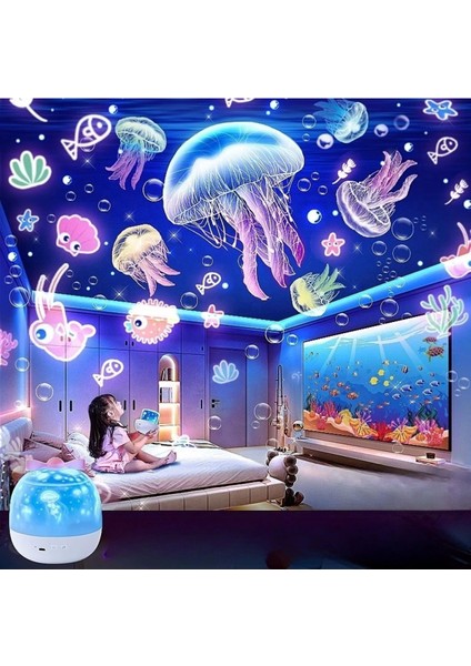 Rüya Galaksisi Çok Figürlü Projektör ve Gece Lambası, Renkli ve Sakin Atmosfer