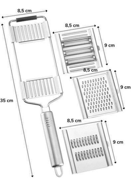 River World Ayarlanabilir 3 Farklı Başlıklı Tutmalı Sebze Dilimleyici Peynir Rendeleyici Aparat indirimleri