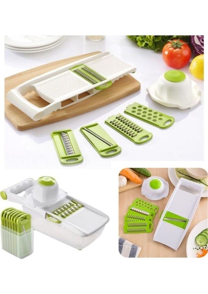 Hazneli 6 Başlıklı Pratik Rende Seti Sebze Meyve Doğrama Seti + Soyma Bıçağı Hediye