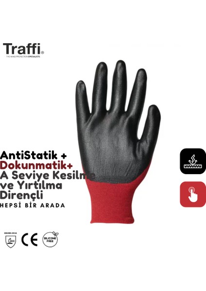TG1290 Dokunmatik Antistatik A Seviye Kesilme Yırtılma Dirençli Çok Amaçlı İş Eldiveni