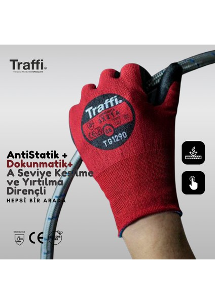 TG1290 Dokunmatik Antistatik A Seviye Kesilme Yırtılma Dirençli Çok Amaçlı İş Eldiveni