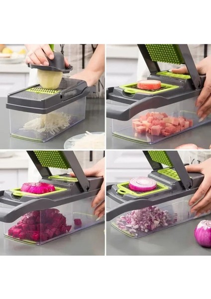 Multi Functional Vegetable Slicer, Kitchen Grater, Shredded And Diced Cutter, 14/16 In 1 Grinder,..
