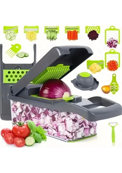 Multi Functional Vegetable Slicer, Kitchen Grater, Shredded And Diced Cutter, 14/16 In 1 Grinder,..