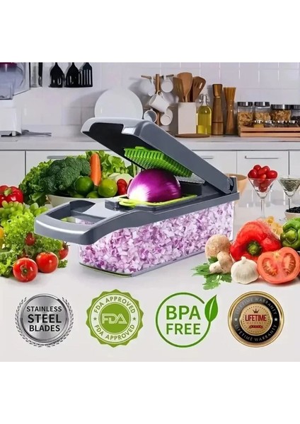 Multi Functional Vegetable Slicer, Kitchen Grater, Shredded And Diced Cutter, 14/16 In 1 Grinder,..